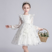 女童秋款连衣裙韩版长袖白色儿童公主裙洋气可爱礼服仙气梦幻