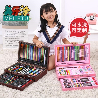 。儿童美术专业彩色笔套装全套组合水彩笔涂色画画工具颜料绘画套