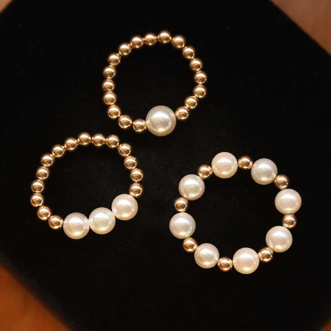 High-end custom 14k Gold elastic bead AKOYA natural Seawater Pearl Simplicity fashion adjust Ringin the Jewelry/Diamond/Jade/Gold , Natural pearls (New) , Bracelets category - from Buy2taobao.com to provide professional Taobao agent buy service