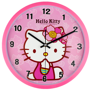 钟表挂钟hello kitty时尚简约挂钟卧室客厅卡通静音时钟挂表