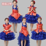 女童古筝蓬蓬纱裙表演服中小学生演出服中国风大合唱舞蹈裙走秀服