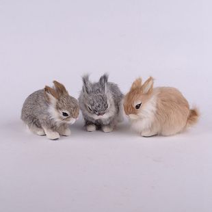 仿真兔子摆件可爱萌兔兔家居装饰品动物模型毛绒玩具公仔生日礼物