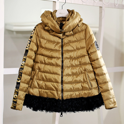 433801 ◆2014当季新款 欧洲站 羊卷毛边摆宽松休闲 A版棉衣