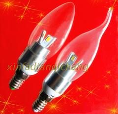 E14螺口LED灯泡220V3W5W吊灯水晶灯泡烛型泡拉尾灯泡装饰尖泡台灯