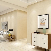 米黄无纺布家用卧室壁纸米色现代简约客厅素色，米白色环保墙纸