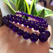 天然乌拉圭紫水晶项链紫晶圆珠塔链净体 颜色紫高端水晶珠宝女
