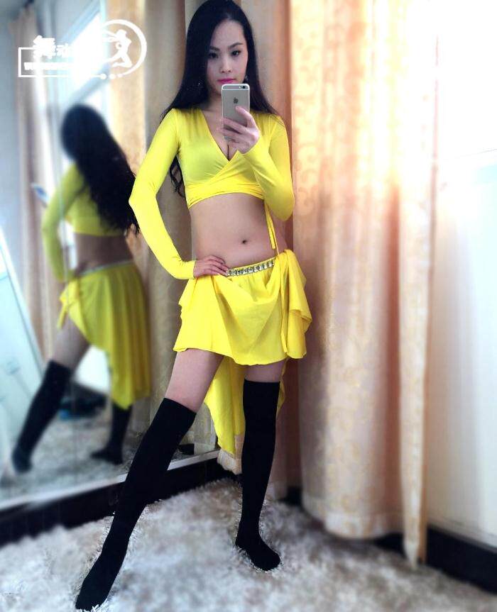 舞动人生 长袖绑带肚皮舞练习套装 基础款多色性感练功服