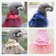 春秋宠物衣服小狗狗，烫钻裙子泰迪比熊贵宾，博美犬蕾丝蓬松裙子