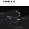 ports宝姿眼镜架纯钛商务眼镜框，近视男超轻商务半框pom12216