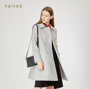 naivee/纳薇双排扣小翻领a型大衣