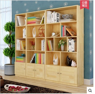 实木柜带门儿童书柜书架 简易组合储物收纳柜子现代简约柜