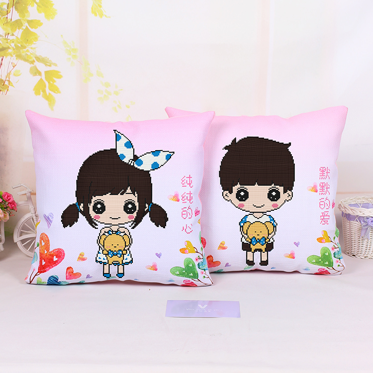 new pattern Cross stitch Pillows Cartoon comic lovers a pair bedroom Cushion Friend A birthday presentin the Home Fabric , Stitch & Tools Accessories , Cross Stitch Kit category - from Buy2taobao.com to provide professional Taobao agent buy service