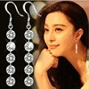 925纯银饰品奥地利水晶，耳环锆石耳坠气质，女韩国时尚长款流苏耳饰