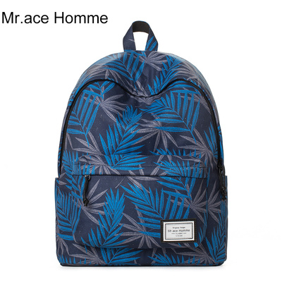 Mr.ace Homme书包女学生大容量双肩包韩版潮印花旅行包电脑背包男