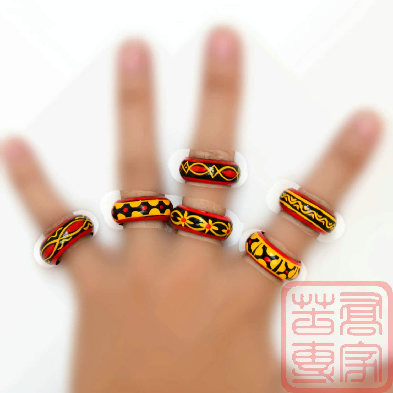 Daliangshan Yi Ring Lacquer ware Handicraft Coloured drawing Wood Rings Sichuan Province Xichang Yi Jewelryin the Personalized custom/Design Services/DIY , Custom jewelry , Bracelets custom category - from Buy2taobao.com to provide professional Taobao agent buy service