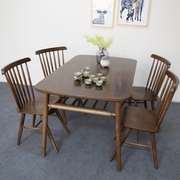 北欧风格日式原木色胡桃色长方形，水曲柳餐桌椅组合小户型饭桌