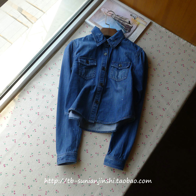 【澎湖湾】韩国品牌 经典简约款做旧漆点纯棉牛仔短外套