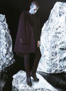ice冰山男士秋冬高端时尚，水貂毛领羊毛呢大衣外套中长款