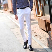 2021韩版男商务别克西裤，男士垂坠感直筒西服裤子，白色英伦修身长裤