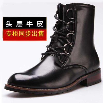 冬季韩版潮棉靴男士马丁靴男真皮加绒保暖短靴