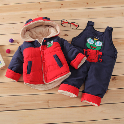 小童秋冬套装男女宝宝加厚棉衣婴幼儿加绒棉服冬装套装0-1-2-3岁