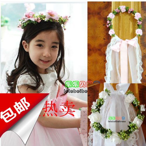 Real shot children baby Hairdressing Flower girl princess Koshiro Artificial Flower adjust Garland Headdressin the Children/Baby/Family fitted , Children's Accessories , Hair Accessories category - from Buy2taobao.com to provide professional Taobao agent buy service