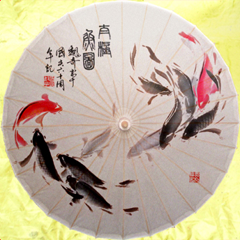classical YouZhiSan Taiji Nine Fish tradition auspicious Chinese decoration Cultural gifts Rainproof Retro Umbrellain the Home accessories , Craft umbrella category - from Buy2taobao.com to provide professional Taobao agent buy service