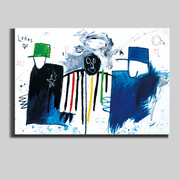 美国现代艺术家Basquiat另类空间抽象涂鸦家具大尺寸前卫装饰画
