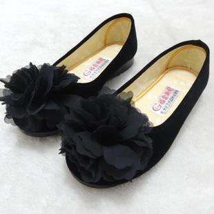 黑色花朵老北京布鞋女鞋单鞋，黑色工作鞋酒店，服务专用鞋孕妇鞋