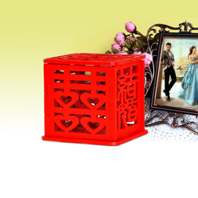 创意结婚用品 中式木质喜字镂空喜小糖盒 礼品盒 个性回礼盒
