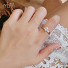 韩版简约闪亮单钻求婚戒指一克拉女镀18K玫瑰金钛钢食指环戒子