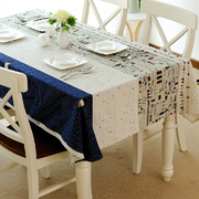 欧式法式风情时尚巴黎铁塔蕾丝，棉麻拼接台布餐桌布，多用巾茶几布