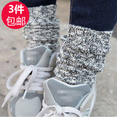 左右 进口韩国袜子粗线潮袜森系女棉袜秋冬加厚堆堆袜爆款3双包邮