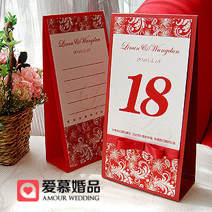 个性订制 婚礼桌卡 席位卡 婚宴桌号牌 座位号牌 结婚用品 4色