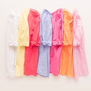 v领薄款女装夏季修身短袖衬衣大码纯棉中长款七分袖纯色衬衫上衣