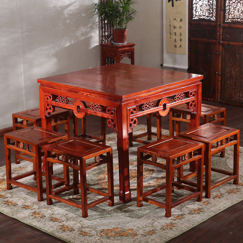To fake something antique Chinese table solid wood Square table Elm copper Altar Four square table Hotel hotel dining table and chair combinationin the Residential furniture , Tables , Dining table category - from Buy2taobao.com to provide professional Taobao agent buy service
