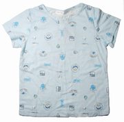 乐天baby*丽婴房4-5岁男童浅蓝色，条纹印花全棉夏季短袖t恤