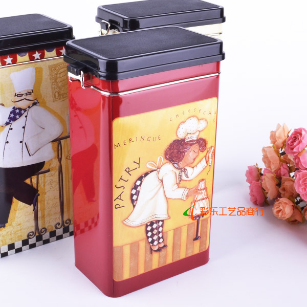 Rubber gasket Metal Tin Canister Catty Tea pot Lock catch fashion food Storage tankin the Tableware , Tea set , Tea caddy category - from Buy2taobao.com to provide professional Taobao agent buy service