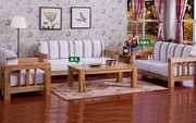 实木沙发组合现代大方腿 布艺沙发美式白橡木头沙发 木质仿古家具