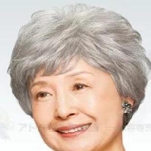 假发中老年花白色假发短发，女短卷发妈妈奶奶外婆老人假发头套