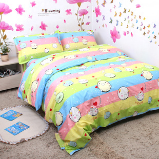 儿童卡通彩虹糯米团动漫床单纯棉床笠枕套被单被套斜纹全棉定制套