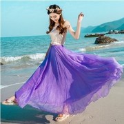 海边拖地长裙仙女8米大摆裙沙滩，度假显瘦夏季金丝雪纺半身裙