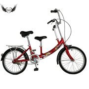 销荣恩亲子自行车母子车，20寸变速折叠自行车可带小孩，03淑女款厂