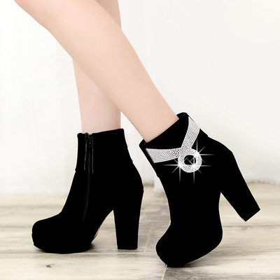 2015秋冬新款靴子女靴短靴马丁靴复古女鞋粗跟及裸短筒高跟鞋潮