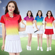 羽毛球服女款裙套装夏季短袖t恤网球服女运动裙裤套装女球衣套裙