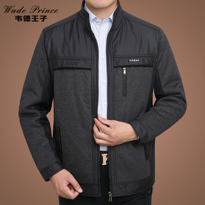 中年男士棉衣外套秋冬装加绒加厚立领棉服爸爸装棉袄中老年棉衣男