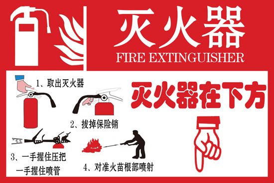 公交车灭火器标识贴/公交车消防安全提示/公交灭火器放处标识提示