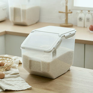 日式厨房家用米桶10kg塑料储米箱20斤密封米缸，防虫防潮加厚面粉桶