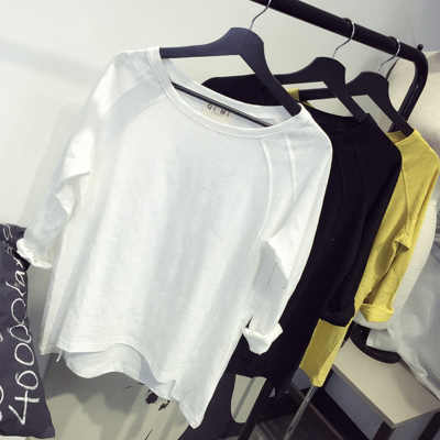 2016女装女士春装新款潮衣服白色长袖t恤女春