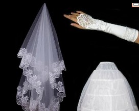 新娘头纱手套裙撑三件套结婚头纱婚纱礼服配件 韩式白色礼服配饰|ruв категории Аксессуары, свадебное платье, аксессуары, вуаль - от Buy2taobao.com для оказания профессиональной услуги покупки агента Taobao